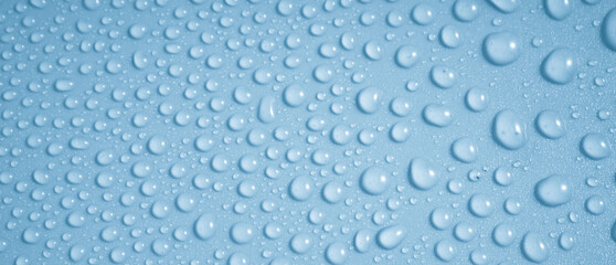 Water drops on blue background