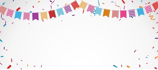 Birthday celebration banner with Colorful bunting flags - obrazy, fototapety, plakaty