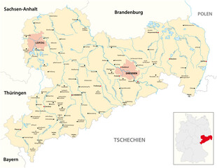 vector map of the Free State of Saxony, Germany