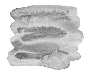Neutral gray watercolor stains with natural stains on a paper basis. Isolated frame for design. Abstract background.
