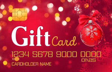 Naklejka premium Mockup of gift card for Christmas and New Year presents