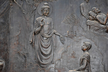 Blessings from Buddha, Vivekananda Sculpture wall relief at Padmavati Chowk Pune, Maharashtra