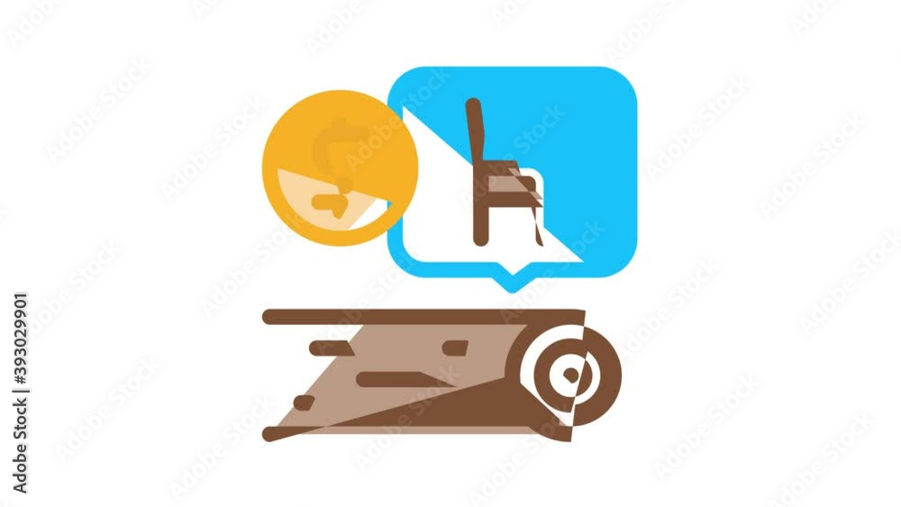 Wall mural Wood Production Plant Icon Animation Wood Sawmill And Forestry Equipment, Timber And Lumber, Factory And Wooden Fence