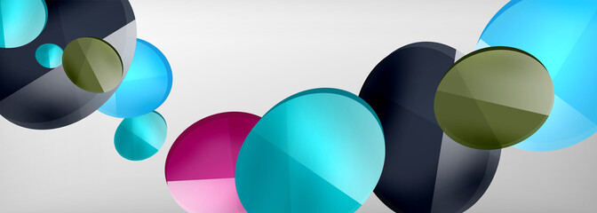 Abstract glossy round shapes vector background. Vector futuristic illustration for covers, banners, flyers and posters and other
