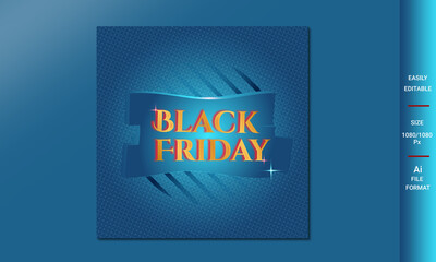 Black Friday social media template  with text effect