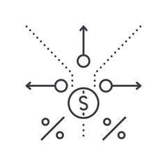 Revenue model icon, linear isolated illustration, thin line vector, web design sign, outline concept symbol with editable stroke on white background.