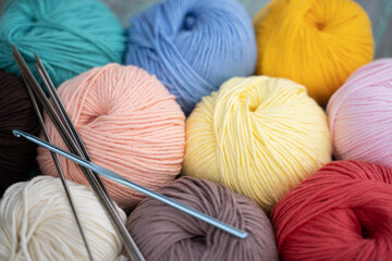 background of coils of yarn for knitting