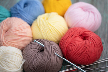 background of coils of yarn for knitting