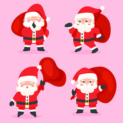 Hand-drawn Santa-Claus-character-collection | Vector illustration EPS 10.