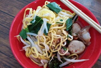 Noodles with pork soup 