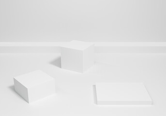 3d render of abstract white podium background for display product.