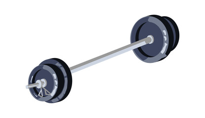 Obraz na płótnie Canvas Barbell with big weight, equipment for sports training in the gym, cartoon vector illustration