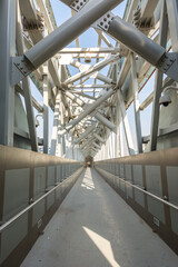 Close-up of steel structure of foot bridge in Riyadh, The Kingdom of Saudi Arabia