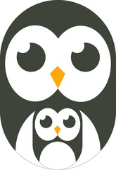 Fototapeta premium vector illustration of penguins. flat image of mom penguin and baby penguin
