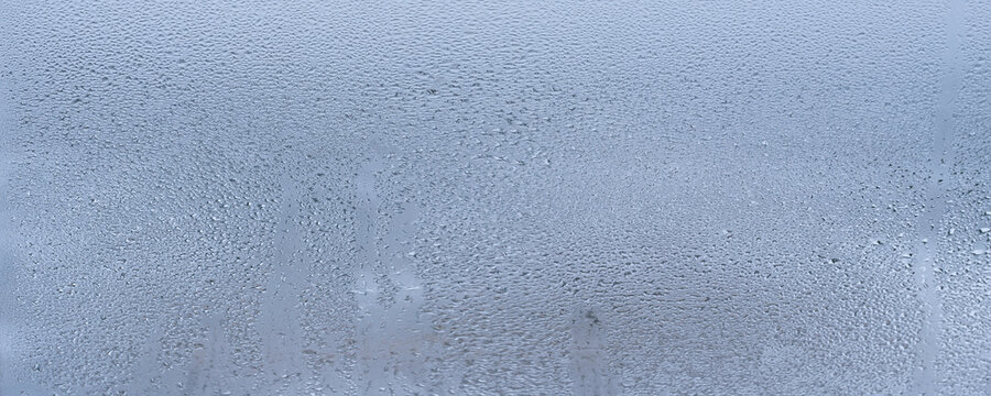 Natural Water Drops On Glass, Winter Condensation, Water Drops Background, Raindrop Condensation Texture