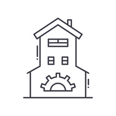 Property management icon, linear isolated illustration, thin line vector, web design sign, outline concept symbol with editable stroke on white background.