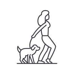 Jogging with dog icon, linear isolated illustration, thin line vector, web design sign, outline concept symbol with editable stroke on white background.