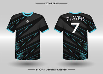 T-shirt sport vector design template, Soccer jersey mockup for football club. uniform front and back view. Clothing Men adult. Can use for printing, branding logo team, squad, match event, tournament