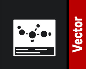 White Chemical formula icon isolated on black background. Abstract hexagon for innovation medicine, health, research and science. Vector.