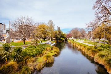 River Avon Views in Christchurch New Zealand - obrazy, fototapety, plakaty