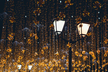 Street lights and Christmas decoration to New Year and winter holidays
