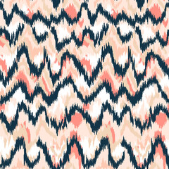 Colorful lines, zigzag pattern with stylish color tones. geometric moroccan rug with zigzag ornament. Ikat Pattern. Abstract background for textile design, wallpaper, surface textures, wrapping paper. - 393041717
