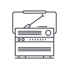 Radio device icon, linear isolated illustration, thin line vector, web design sign, outline concept symbol with editable stroke on white background.