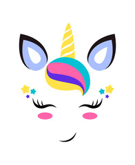 Unicorn. Beautiful vector unicorn illustration. Magic trendy cartoon horse perfect for nursery print and poster design.Design for children. Print for Baby Shower. - 393041991