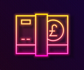 Glowing neon line Pound sterling money icon isolated on black background. Pound GBP currency symbol. Vector.