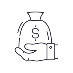 Profit generation icon, linear isolated illustration, thin line vector, web design sign, outline concept symbol with editable stroke on white background.