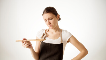 girl cook trying food