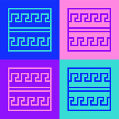 Pop art line Ancient Greek pattern icon isolated on color background. Vector.