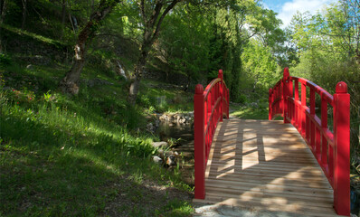 Pont japonais dans les jardins zen de Digne, France