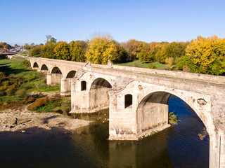 Obraz premium Aerial view of Kolyu Ficheto Bridge in Byala, Bulgaria