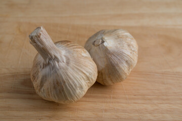 garlic on a wooden table