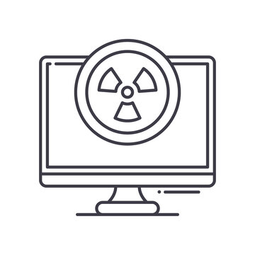recommend clip art: Radiation warning concept icon, linear isolated illustration, thin line vector, web design sign, outline concept symbol with editable stroke on white background.