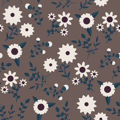 Seamless pattern with flowers, Beautiful pattern background with sunflower, Flower pattern with dark background
