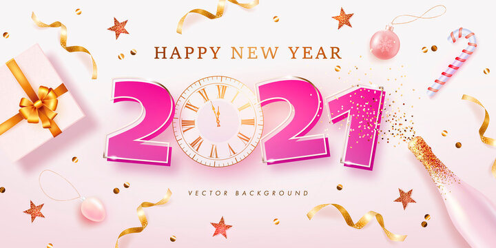 2021 Happy New Year background. Vector illustration