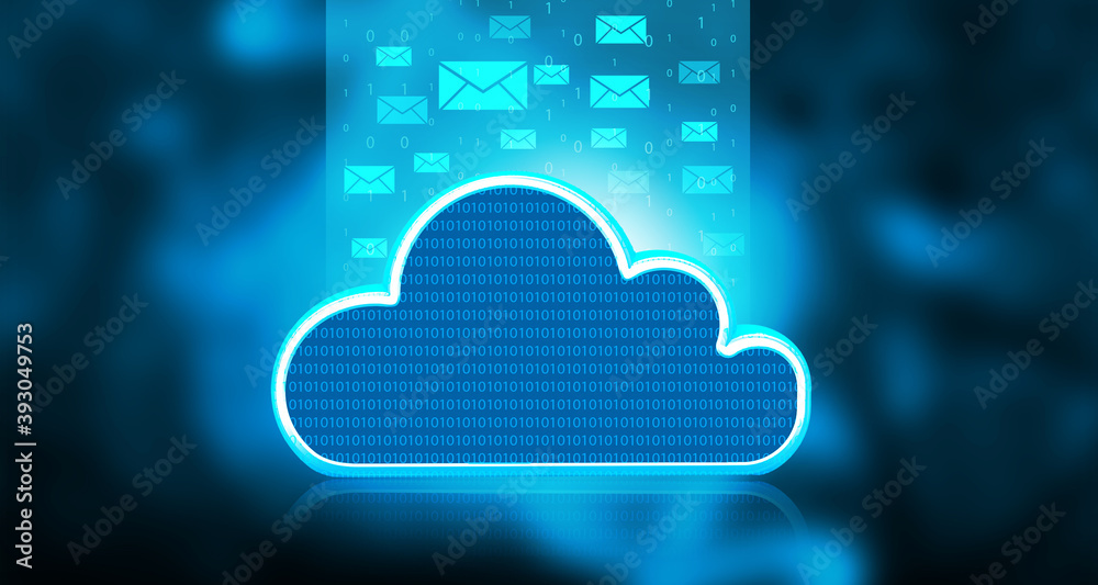 Wall mural cloud computing. communication network concept. 3d illustration.