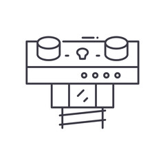 Push switch icon, linear isolated illustration, thin line vector, web design sign, outline concept symbol with editable stroke on white background.