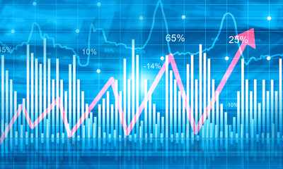 Stock market graph online business. stcok exchange concept. Digital illustration.