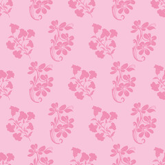 Vector trendy monochrome bold pink flower bunch seamless pattern background. Perfect use for fabrics, wallpapers, trending projects etc.