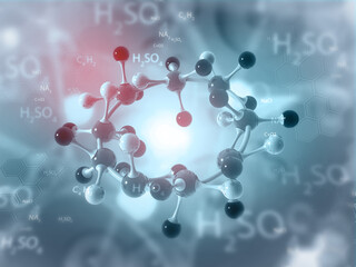 Molecules on scientific background. 3d illustration..