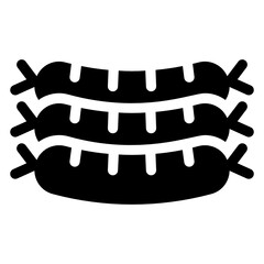 
Icon of cooked sausages in editable filled style 
