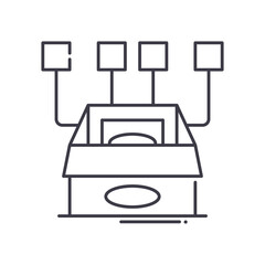 Product properties icon, linear isolated illustration, thin line vector, web design sign, outline concept symbol with editable stroke on white background.