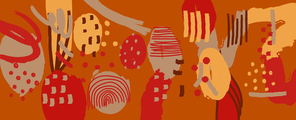 Hand painted illustrations wall arts vector. Surface pattern design. Abstract art textile design with literature or natural tropical line arts painting, Covering greetings cards, cover, print, fabrics