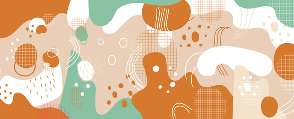 Hand painted illustrations wall arts vector. Surface pattern design. Abstract art textile design with literature or natural tropical line arts painting, Covering greetings cards, cover, print, fabrics