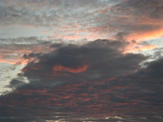 Abstract cloudy sky morning light for background , orange sunset everning sunlight