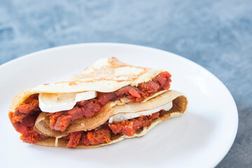 crepe sobrasada and cheese  front view
