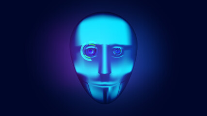 Cyborg face with digital eyes. Future technologies. Vector illustration.